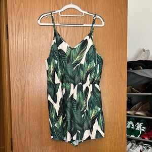 Tropical Leaf Print Kids One Piece
